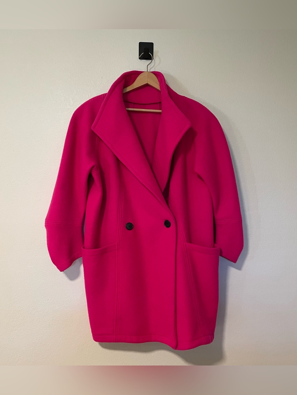 Women's Double-Breasted Hot Pink Coat